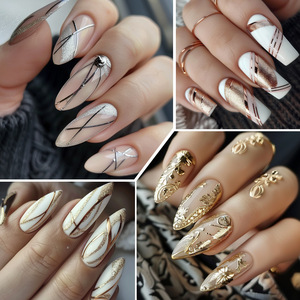 Mật Độ Cao Vàng Và Bạc Cổ Điển Quang Trị Liệu Móng Tay Keo Kim Loại Mới Kéo Keo Cho Móng Tay Nghệ Thuật Bán Buôn Đánh Bóng - Product Image 5