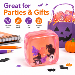 Precio de fábrica: Set de juguetes blandos y apretables de TPR con forma de cubo de gelatina, fantasma y calabaza para Halloween, en caja expositora para rellenar bolsas de regalos. - Product Image 6
