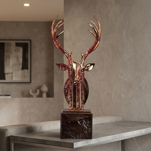 Tête de cerf personnalisée avec bois de cerf, sculpture animale, renne décoratif en métal pour table de Noël avec base carrée pour la décoration intérieure - Product Image 6