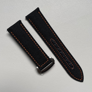 Bracelet de montre en nylon et <span class=keywords><strong>cuir</strong></span> respirant, réglable, étanche, avec fermoir déployant, remplacement 20mm 22mm - Product Image 3