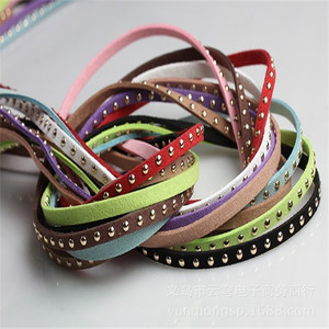 Cordón de cuero sintético de 5 mm con tachuelas de diamantes de imitación de una sola fila, cinta de terciopelo, accesorios de joyería, origen Yiwu - Product Image 4