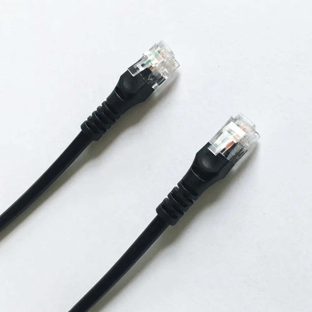 Cantell Rj11 6P4C 6P6C Kabel Jumper Telepon, Modem Internet Kecepatan Tinggi 4 Kawat Konduktor Kabel Telepon Hitam
