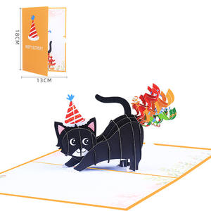 Carte de vœux 3D en papier fait main avec enveloppe, motif chaton arc-en-ciel qui fait des farts, pour Thanksgiving et anniversaire - Product Image 2