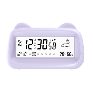 Nút lăn Pin nghiên cứu hẹn giờ dễ thương mèo phim hoạt hình tùy chỉnh bàn bảng điện tử kỹ thuật số Đồng hồ báo thức với đèn nền - Product Image 4