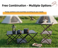 Table de rangement pliable portable en acier au carbone pour extérieur, plage, camping, tactique, avec étagère à fruits, imperméable et antirouille