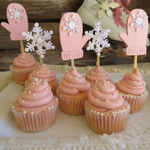 Decoraciones para Fiesta de Navidad, Juego de Adornos de Papel con Forma de Copo de Nieve y Guante de Invierno para Pasteles, Decoración para Fiestas de Cumpleaños y Buffets - Product Image 1