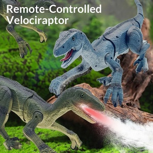 Robot dinosaure Vélociraptor 2.4G de simulation marchant avec musique, lumière et fonctions de pulvérisation, modèle animal électrique RC en plastique - Product Image 5