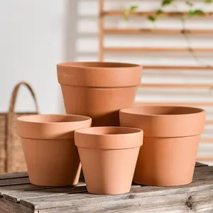Pots à fleurs rectangulaires en <span class=keywords><strong>terre</strong></span> <span class=keywords><strong>cuite</strong></span> pour plantes succulentes, cuits à haute température, avec plateau pour utilisation en extérieur, avec trou de drainage - Product Image 1