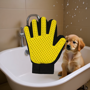 Dog Bath Gloves Yellow Black Non Slip For Pet Grooming 12Pcs - Product Image 2
