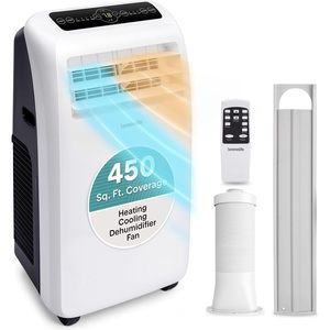 Aire Acondicionado Portátil SereneLife 12000 Btu, Enfriamiento, Calefacción, Deshumidificador, Ventilador, Cobertura de 450 Pies Cuadrados, Control Remoto - Product Image 1