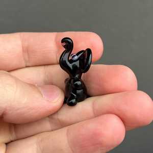 Figura de elefante de cristal de Murano soplado a mano, color negro, temática animal, arte artesanal hecho a mano, decoración de cristal soplado. - Product Image 2