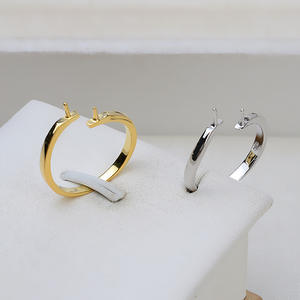 Anillo de Plata S925 con Doble Perla para Mujer, Abierto, Simple, para Joyería DIY, Accesorios de Perlas, Bandeja Vacía, Producto Semiterminado - Product Image 1