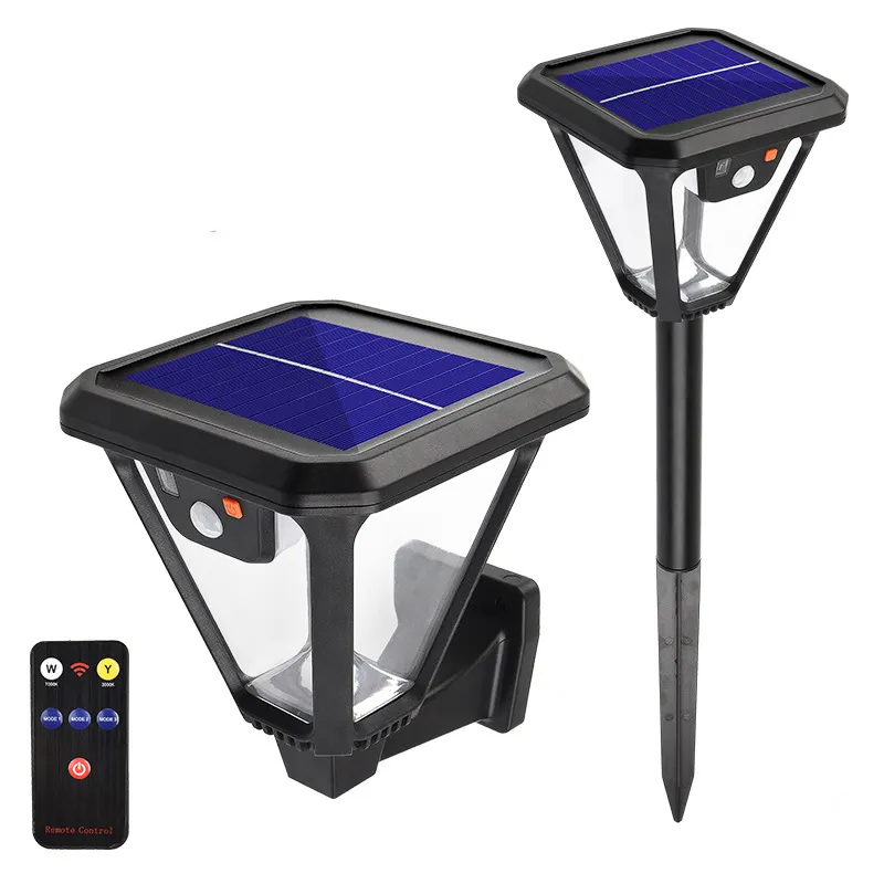 Factory supply Solar and rechargeable 60+40 white light and warm light Led Solar Garden Ground Lawn Light with remote control
