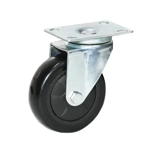 Low noise 3 inch 4 inch 5 inch black light duty rigid fixed swivel caster wheels castor for trolley