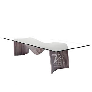 طاولة طعام من الخشب الصلب بتصميم إيطالي حديث وبسيط مع كرسي زجاجي إبداعي طويل للمساحات المكتبية والمؤتمرات والمفاوضات التجارية والفنية - Product Image 3