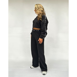 Jogging nero a vita alta gamba dritta Loungewear Pea Street Logo - Product Image 2