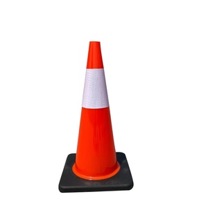 Cône de signalisation routière 100 % HDPE recyclé, orange, en caoutchouc, pliable, avec feux de sécurité haute visibilité pour la sécurité routière, en plastique PVC - Product Image 1