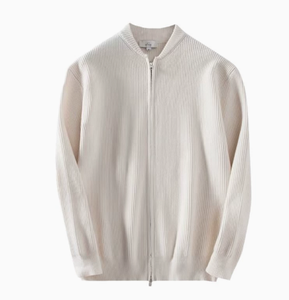 <b>Men</b> Ribbed Zip Up <b>Cardigan</b> Sweater Solid Color Knitted Jacket Stand Collar <b>Long</b> Sleeve <b>for</b> Autumn Winter - Product Image 1