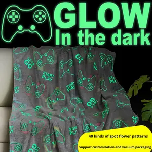クロスボーダーグローインザダーク漫画フランネル光沢のある蛍光子供用寝具毛布ゲームコンソール用スペース怠惰な昼寝 - Product Image 2