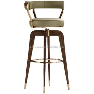 <span class=keywords><strong>Tabouret</strong></span> <span class=keywords><strong>de</strong></span> <span class=keywords><strong>bar</strong></span> pivotant en cuir <span class=keywords><strong>vert</strong></span> <span class=keywords><strong>olive</strong></span> design avec pieds en bois massif pour <span class=keywords><strong>bar</strong></span> à domicile et usage hôtelier - Product Image 1
