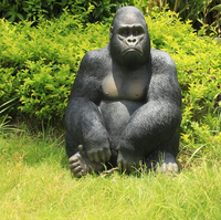 Statue d'animal réaliste grandeur nature en fibre de verre et résine, sculpture de gorille d'extérieur pour jardin, prix d'usine