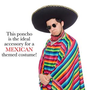Poncho Mexicano de Estilo Serape - Ponchos Mexicanos <span class=keywords><strong>para</strong></span> Fiesta del Cinco de Mayo <span class=keywords><strong>para</strong></span> Adultos y Niños - Product Image 6