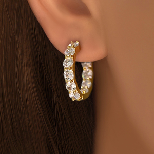 Juego de Aretes Huggie con <span class=keywords><strong>Circonitas</strong></span> <span class=keywords><strong>Multicolor</strong></span>, <span class=keywords><strong>Aros</strong></span> Pequeños Redondos de Zirconia para Mujer, Joyería Apilable Vibrante al por Mayor - Product Image 6