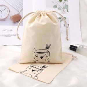 Custom Logo Printed Eco-Friendly <b>Reusable</b> Cotton Linen Drawstring <b>Bag</b> Personalized Small Fabric Shopping <b>Bags</b> - Product Image 1