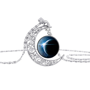 Collier pendentif d'anniversaire pour femmes et filles, en verre, 12 <span class=keywords><strong>signes</strong></span> du zodiaque, astrologie, galaxie et croissant de lune, perle - Product Image 5