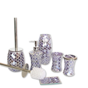 Yixin mosaico di vetro moderno bagno Set di lusso lozione per la casa Dispenser sapone piatto spazzolino per lo spazzolino per alberghi all'ingrosso - Product Image 6
