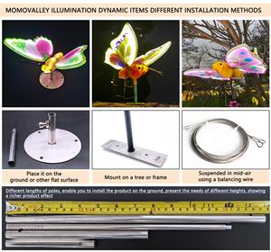 Décorations de Noël 3D géantes lumineuses mécaniques violettes en gros, papillons LED mobiles étanches IP65 pour l'aménagement paysager extérieur - Product Image 5