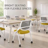 Chaise de formation mobile pliable en maille avec roulettes, siège rembourré et tablette d'écriture optionnelle pour salle de conférence - Vente en gros usine