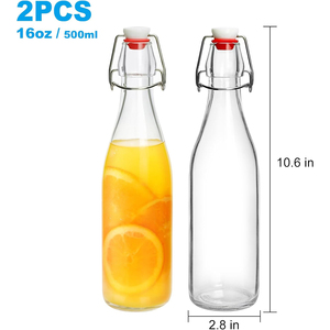 Bouteilles en verre en gros 250ml 500ml 750ml 1000ml 1L – Bouteilles en verre transparentes vides pour Kombucha avec bouchon à bascule - Product Image 2