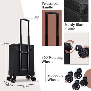 Maleta de Maquillaje con Ruedas y 2 Cajones Grandes, Bolsa de Maquillaje de Viaje, Maleta para Técnicos de Uñas, Carrito de Salón, Carro de Cosméticos - Product Image 5