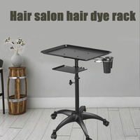 Étagère de rangement double couche en aluminium de luxe pour salon, support vertical relevable pour maquillage, chariot de salon commercial