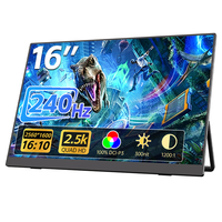 Moniteur externe portable Eimio Type-C Plug and Play TFT 16 pouces 240 Hz 2,5K avec prise pour ordinateur portable, extension d'écran d'ordinateur portable OEM