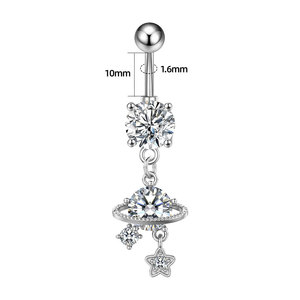 Thép Bên Ngoài Threaded Tinh Thể Bụng Nút Vòng 14G Bụng Nút Mặt Dây Chuyền Stud Piercing - Product Image 6