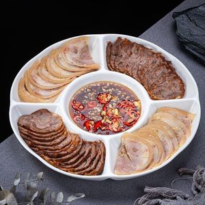 White Five Compartment Round Plastic Platter For Party Food Serving 25Cm Modern Design - Product Image 4