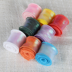 Nastro in Organza Trasparente Effetto Coda di Pesce Iridescente per Bouquet da Sposa, Decorazione Torte, Confezioni Regalo Nuziali, Rotoli di Nastro per Avvolgere - Product Image 2