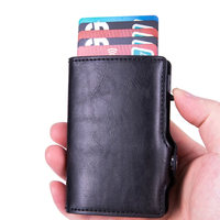 Grosir Dompet Kartu PU pria Premium dengan Slot AirTag ramping RFID dompet multi-kompartemen untuk casing ponsel