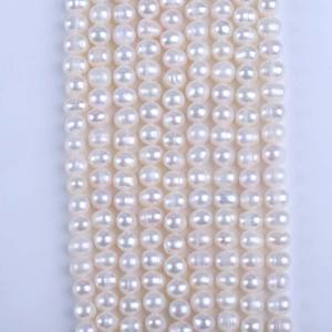 Perlas de Agua Dulce Blancas Casi Redondas de 7-8 mm al por Mayor de Zhuji, Cuentas Sueltas Rosadas Semiterminadas para Manualidades DIY - Product Image 1