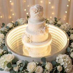 Wholesale Custom Plastic Circular LED Infinity <b>Mirror</b> Stand Art Deco Design ROHS Certified for Wedding Planner Commercial - Product Image 3