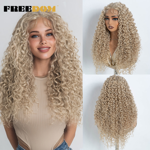 <span class=keywords><strong>Parrucche</strong></span> Sintetiche con Frontale in Pizzo FREEDOM per Donne, 30 Pollici, Ricci, con Pizzo Trasparente, Baby Hair, Marrone, Biondo, Rosso Zenzero, per Cosplay, Densità 130% - Product Image 2