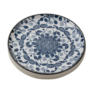 Assiette à collation en porcelaine bleue et blanche, plat à dessert rond en céramique pour la présentation sur table de mariage, style rétro luxueux - Product Image 5