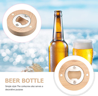 Ouvre-bouteille en bois avec logo personnalisable, rond, aimanté pour réfrigérateur, ouvre-bouteille de bière magnétique