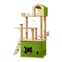 Tour à chat en bois de luxe d'usine, jouet, clôture en bois, sisal naturel, sans danger, grimpant, arbre à chat moderne