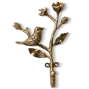 Metal Bird On Branch Wall <b>Hook</b> Handcrafted Decorative Home Hanging Rustic Design - Product Image 1