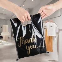 Sac de shopping en plastique découpé personnalisé avec logo imprimé personnalisé, merci, HDPE, avec poignée