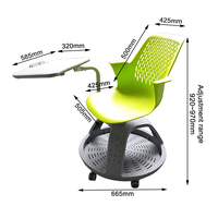 Chaise de formation pour étudiants célibataires de réunion de bureau administratif en gros avec porte-gobelet et tablette pivotante à 360 degrés