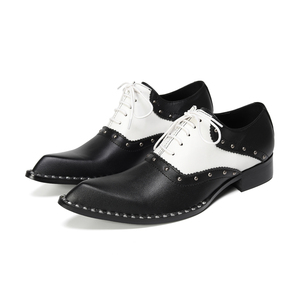 Zapatos de Cuero de Diseño de Lujo NA853 para Hombre, Zapatos <span class=keywords><strong>Oxford</strong></span> Blancos y Negros con Punta, Calzado Formal para Boda, Zapatos Hombre - Product Image 1